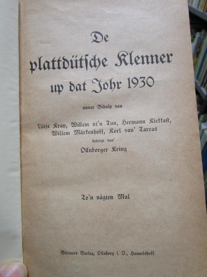 Cx 174 1930: De plattdütsche Klenner up dat Johr 1930 ([1929])