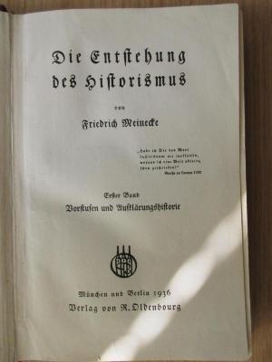 2 E 10-1-2 : Die Entstehung des Historismus. Bd. 1; Bd. 2 (1936)