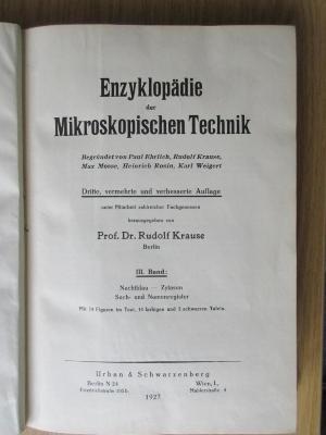 1 S 25&lt;3&gt;-3 : Enzyklopädie der mikroskopischen Technik. Bd. 3 (1927)