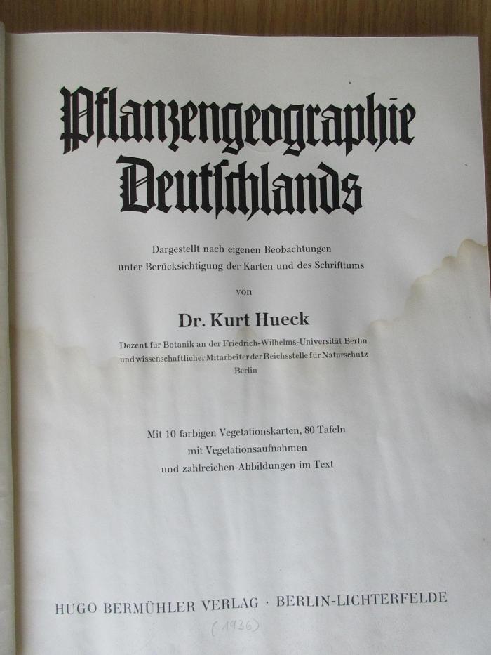 1 S 22 : Pflanzengeographie Deutschlands (1936)