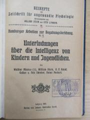 Gbb 173 (ausgesondert) : Untersuchungen über die Intelligenz von Kindern und Jugendlichen (1919)