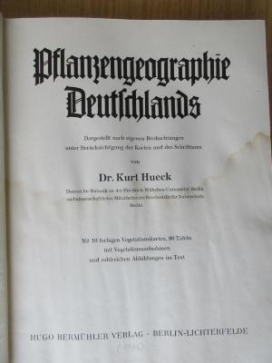 1 S 22 : Pflanzengeographie Deutschlands (1936)