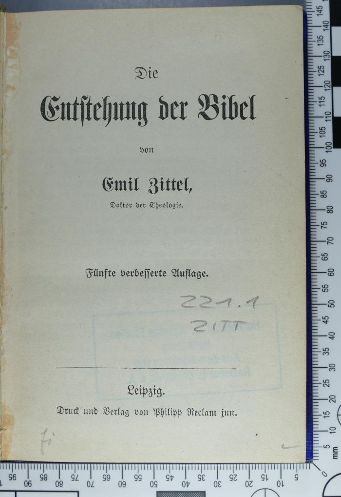 221.1 ZITT : Die Entstehung der Bibel ([1918])