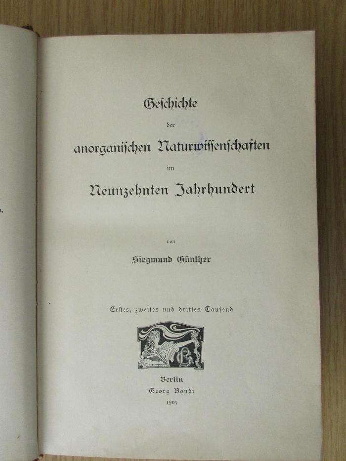 1 F 76-5 : Geschichte der anorganischen Naturwissenschaften im neunzehnten Jahrhundert