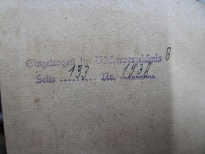- (Reichsstelle für Sippenforschung (Berlin)), Von Hand: Inventar-/ Zugangsnummer, Exemplarnummer; 'B
133
1538'.  (Prototyp)
