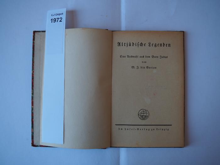  Altjüdische Geschichten. Eine Auswahl aus dem Born Judas. (1923)