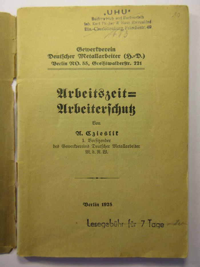 88/80/41004(X) : Arbeitszeit-Arbeitschutz (1925)