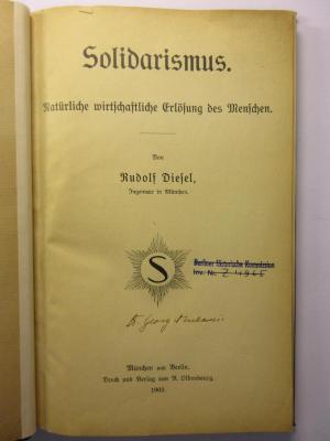 88/80/40968(0) : Solidarismus: Natürliche wirtschaftliche Erlösung des Menschen (1903)