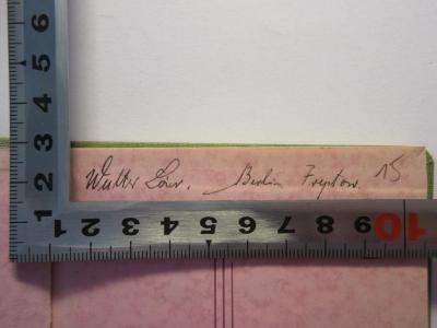 - (Löw, Walter), Von Hand: Name; 'Walter Löw. Berlin Treptow'. 