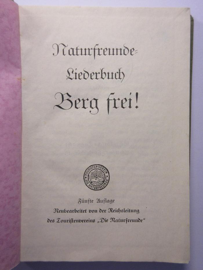 88/80/41001(4) : Naturfreunde-Liederbuch
Berg Frei! (1930)