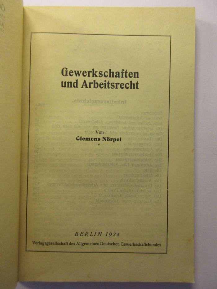 88/80/40992(0) : Gewerkschaften und Arbeitsrecht (1924)