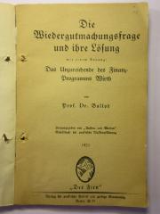 88/80/41000(2) : Die Wiedergutmachungsfrage und ihre Lösung (1921)