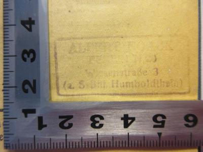 - (Noack, Albert), Stempel: Name, Ortsangabe; 'Albert Noack
Berlin N3
Wiesenstraße 3
(a. S-Bhf Humboldhain)'. 