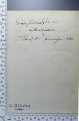 - (Göhrke, Eugen Gustav), Von Hand: Exlibris, Name; 'Eugen Gustav Göhrke
stud [?] theol et philos.
Koenigsberg [...] 187[?]'. 