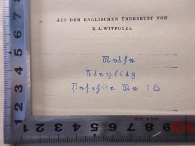 - (Rothe, ?), Stempel: Name, Ortsangabe; 'Rothe
Steglitz
Peschke Str 16'. 