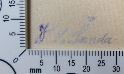 - (Šanda, V.), Stempel: Exlibris, Name; 'Dr. V. Šanda'.  (Prototyp)