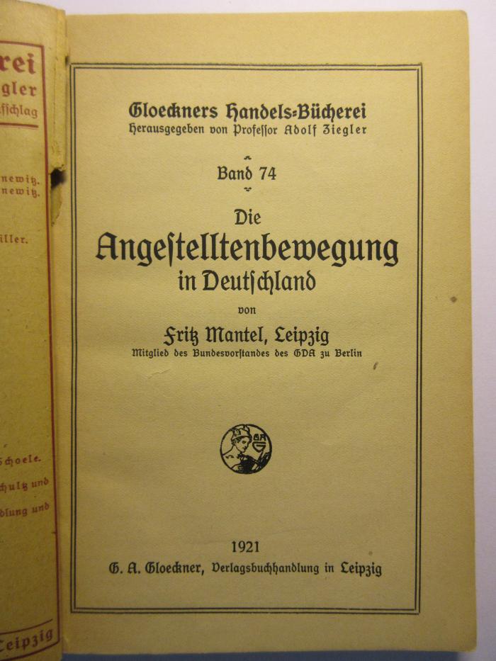 88/80/41027(2) : Die Angestelltenbewegung in Deutschland (1921)