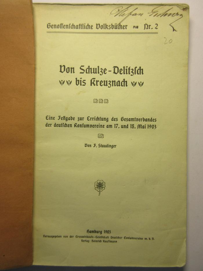 88/80/41035(2) : Von Schulze-Delitzsch bis Kreuznach (1903)