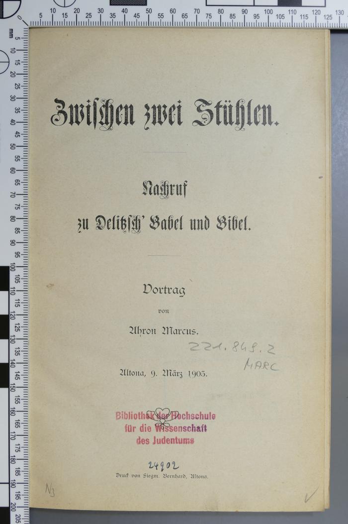 221.849.2 MARC;Di 253 ; ;: Zwischen zwei Stühlen : Nachruf zu Delitzsch' Babel und Bibel (1905)