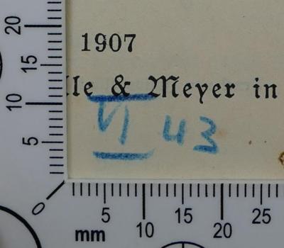 - (Ghetto-Bücherei (Theresienstadt)), Von Hand: Signatur; 'VI 43'. 