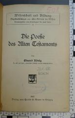 221.88 KOEN;Mj 243;III 33 ;; ;;: Die Poesie des Alten Testaments (1907)