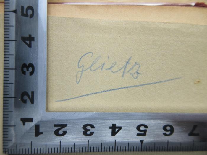 PK 0201 C/113 d-1 (ausges.) : Deutsches Lesebuch für Hilfsschulen ; Teil 1 (Für das 3. und 4. Hilfsschuljahr) (1926);-, Von Hand: Name; 'Glietz'