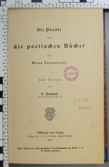 221.88 KAUT : Die Poesie und die poetischen Bücher des Alten Testaments (1902)