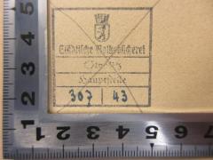 - (Städtische Volksbücherei (Berlin-Steglitz)), Stempel: Name, Ortsangabe; 'Städtische Volksbücherei, Steglitz
Hauptstelle
307, 43'. 