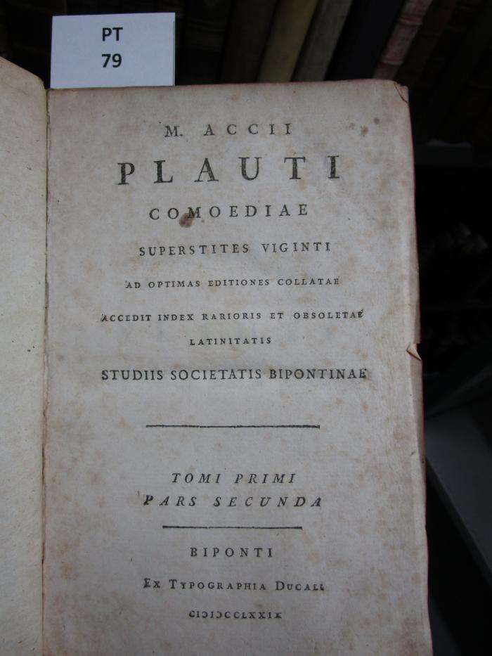 M. Accii Plauti comoediae superstites viginti (1779)