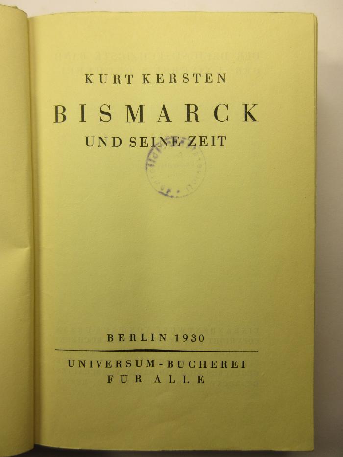 88/80/41681(7) : Bismarck und seine Zeit (1930)