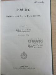 PK 0201 CE/19 b (ausgesondert) : Schiller : Auswahl aus seinen Prosaschriften  (1909)