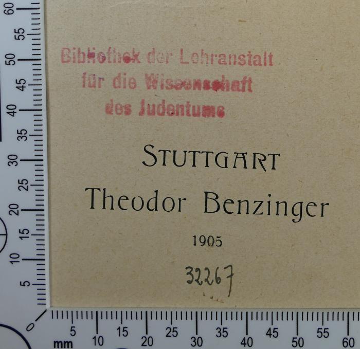 - (Hochschule für die Wissenschaft des Judentums), Von Hand: Inventar-/ Zugangsnummer; '32267'. 