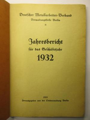 38/80/44057(7)-1932 : Jahresbericht für das Geschäftsjahr 1932
 (1933)