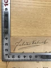 - (Kalisch, Julius), Von Hand: Name; 'Julius Kalisch'. 