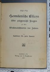 222.7=31 KANT : Homiletische Essays über zeitgemäße Fragen zu allen Wochenabschnitten des Jahres  (1910)