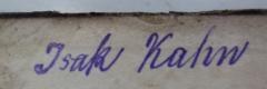 - (Kahn, Isak), Von Hand: Autogramm, Name; 'Isak Kahn'. 