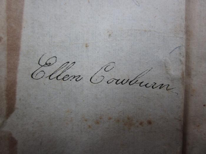 - (Cowburn, Ellen), Von Hand: Autogramm, Name; 'Ellen Cowburn'.  (Prototyp)