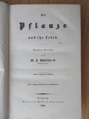 1 S 27&lt;2&gt; : Die Pflanze und ihr Leben : Populäre Vorträge (1850)