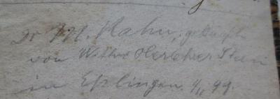  .ספר החינוך
[= Buch der Erziehung.] (o.J.);- (Kahn, Moses;Stern, Sara), Von Hand: Berufsangabe/Titel/Branche, Notiz, Name, Datum, Besitzwechsel, Ortsangabe; 'Dr. M. Kahn; gekauft von Witwe Oberlehrer Stern in Esslingen. 4.11.99'. 