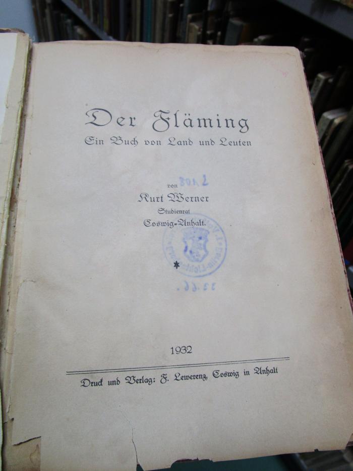 Bk 235 2. Ex.: Der Fläming : Ein Buch von Land und Leuten (1932)