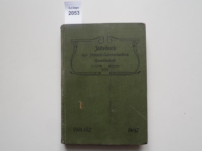  Jahrbuch der Jüdisch-Literarischen Gesellschaft. XXII. (1931/32)