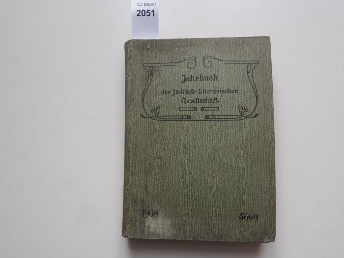  Jahrbuch der Jüdisch-Literarischen Gesellschaft. 1908-5669.  (1909)