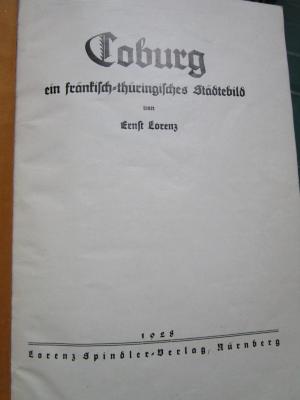 Bk 1657: Coburg : ein fränkisch-thüringisches Städtebild (1928)