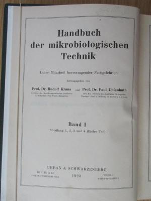 1 S 26-1 : Handbuch der mikrobiologischen Technik. Bd. 1 (1923)