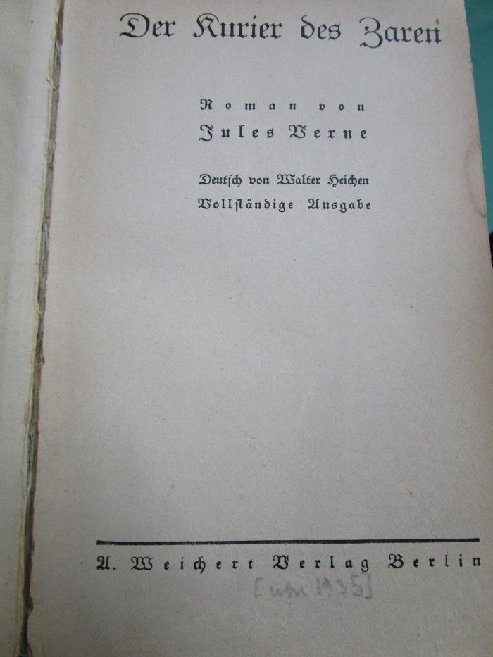 Ct 2228: Der Kurier des Zaren : Roman (um 1935)