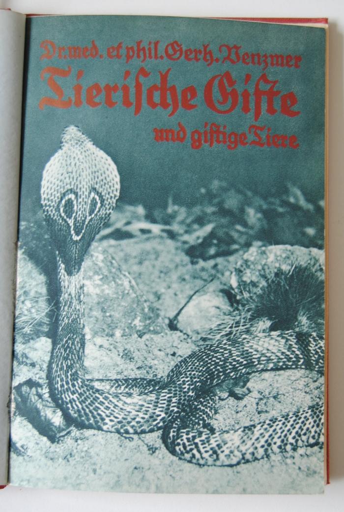 Nat 801/2 : Tierische Gifte und giftige Tiere (1932)