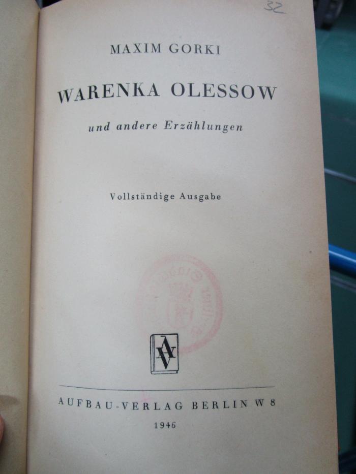 Cu 1046 2. Ex.: Warenka Olessow und andere Erzählungen (1946)