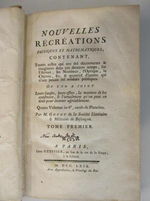 1 T 32-1 : Nouvelles récréations physiques et mathematiques. T. 1 (1769)