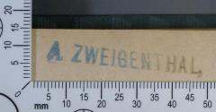 - (Zweigenthal, A.), Stempel: Exlibris, Name; 'A. Zweigenthal'.  (Prototyp)
