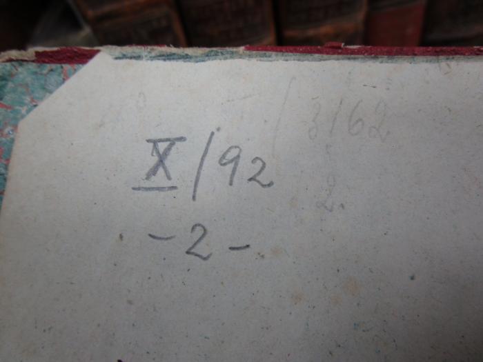 - (Berliner Stadtbibliothek), Von Hand: Signatur; 'X/92-2-'. 